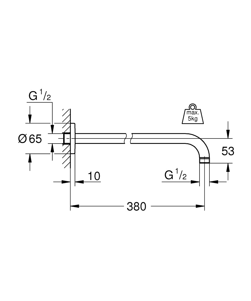 28361000 RAINSHOWER SHOWER ARM, 380 MM - GROHE - 0 PCS