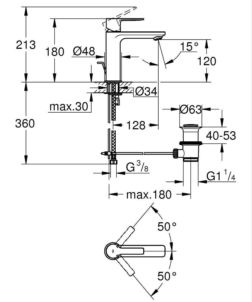 32114001 LINEARE SINGLE LEVER BASIN MIXER GROHE - 16 PCS