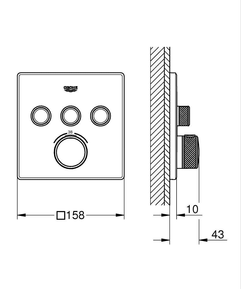 29126GN0 GROHTHERM SMARTCONTROL THERMOSTAT FOR CONCEALED INST. WITH 3 VALVES GROHE - -29 PCS
