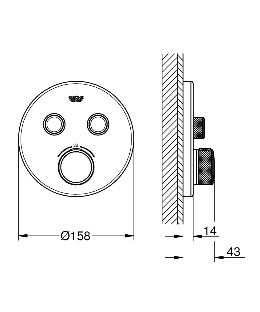 29151LS0 GROHTHERM SMARTCONTROL THERMOSTAT FOR CONCEALED INSTALLATION WITH 2 VALVES - GROHE - 36 PCS