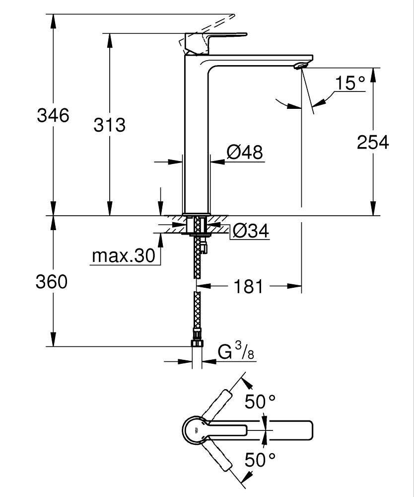 23405001 LINEARE SINGLE-LEVER BASIN MIXER 1/2" XL - GROHE - 21 PCS