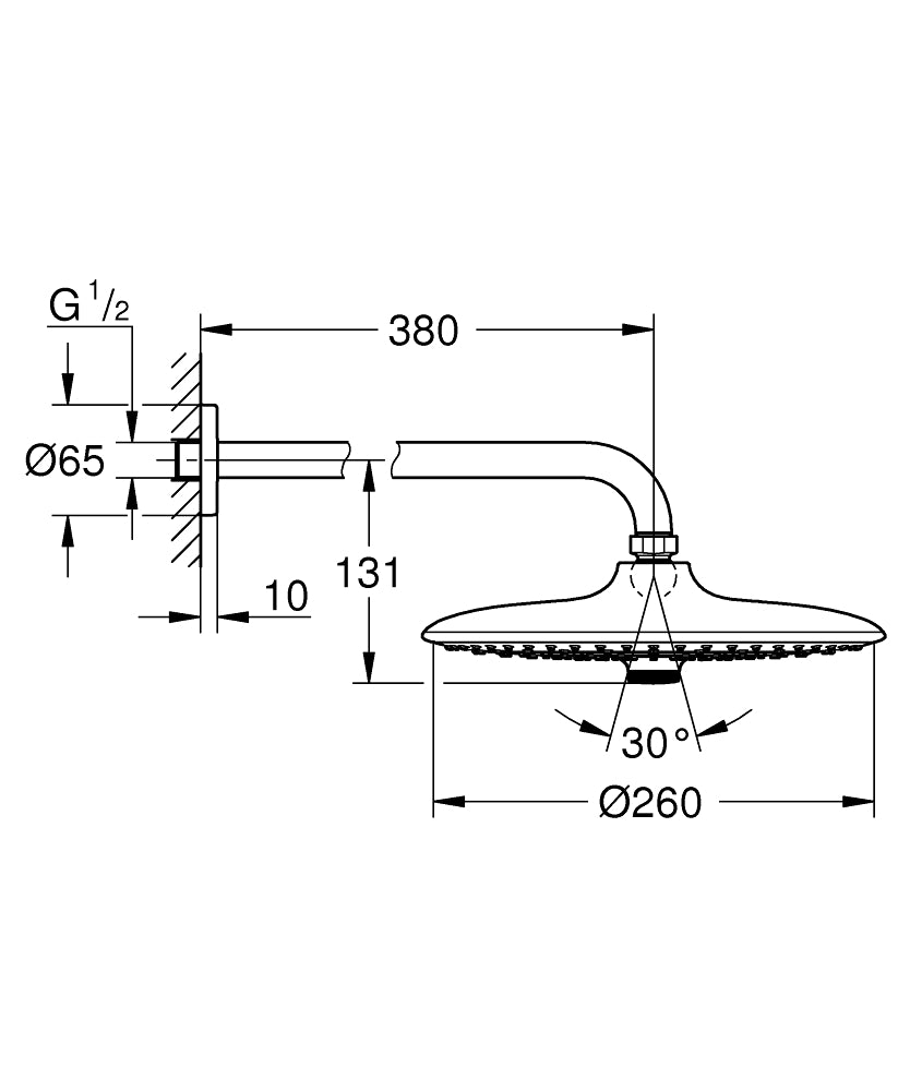 26459000 EUPHORIA 260 HEAD SHOWER SET 380 MM, 3 SPRAYS - GROHE - -87 PCS