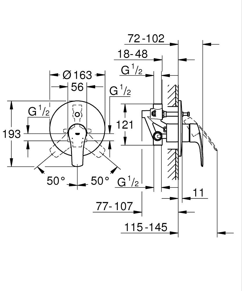 33305003 EUROSMART SINGLE-LEVER BATH MIXER 1/2″ - GROHE - 98 PCS