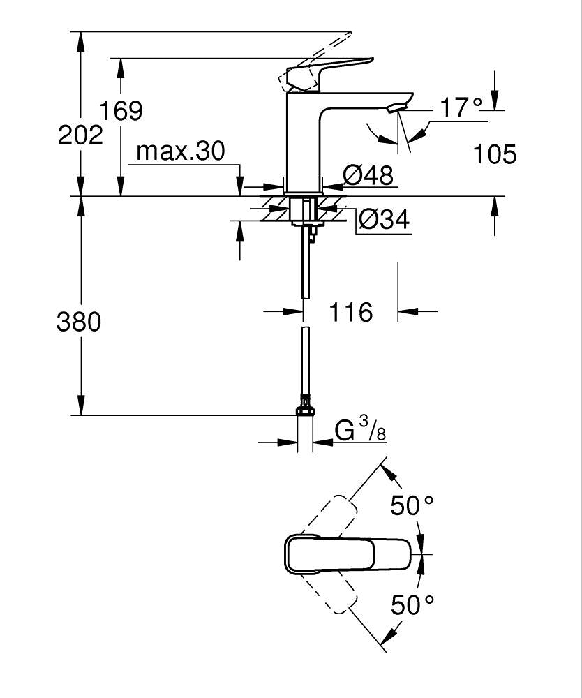 1017552430 GROHE CUBEO SINGLE-LEVER BASIN MIXER 1/2″ M-SIZE - GROHE - 13 PCS