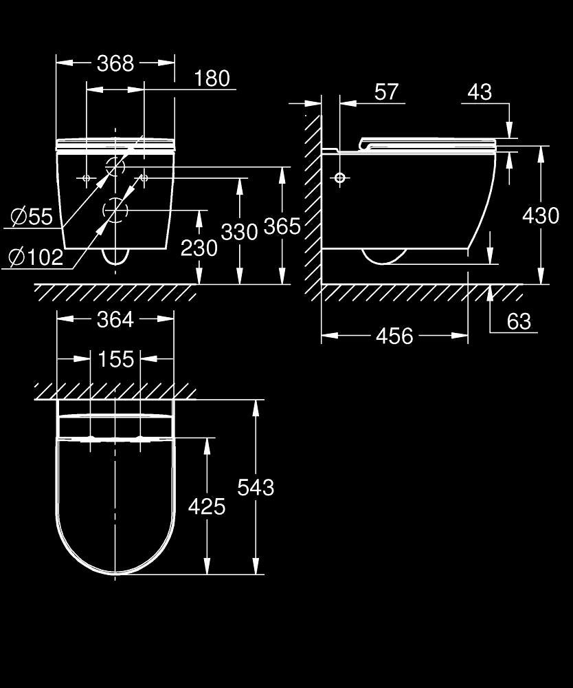 103860SH00 BAU CERAMIC WALL HUNG WC SET - GROHE - -14 PCS