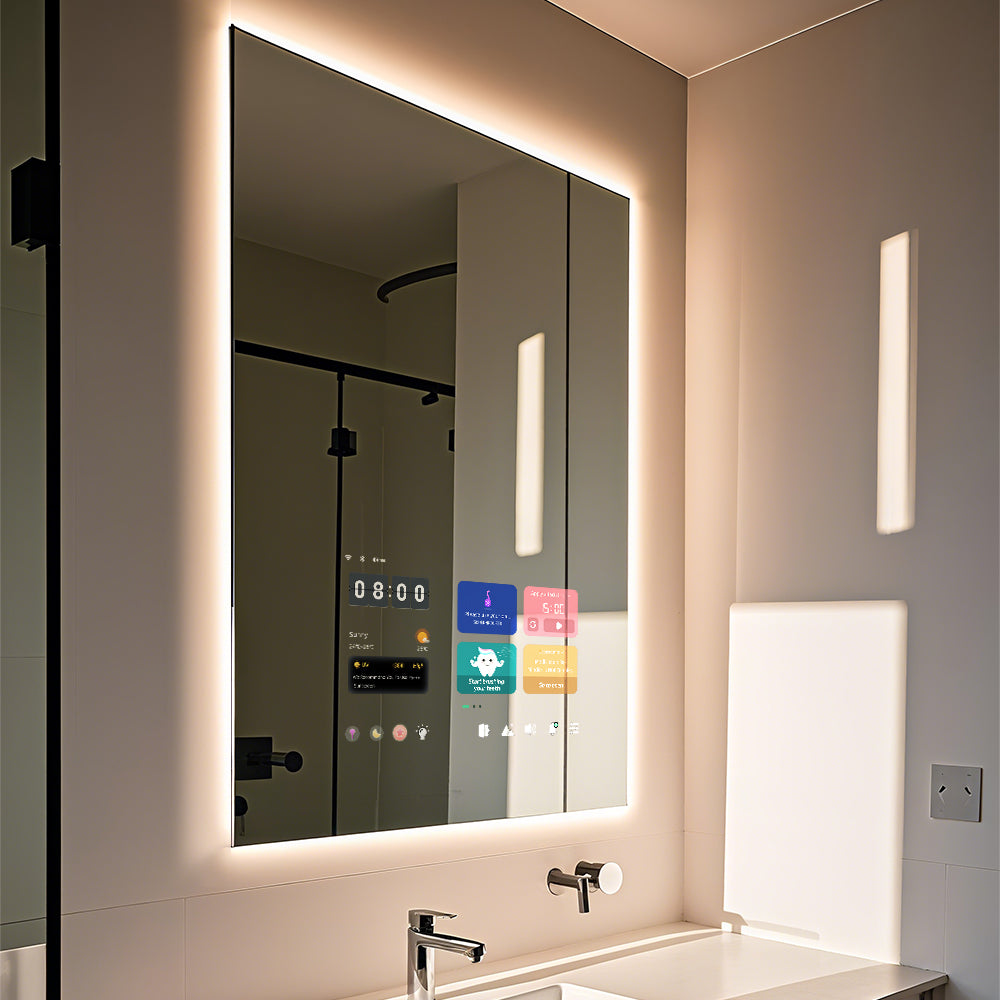 K7090 SMART MIRROR 700X900X30MM, 10.1 INCH TOUCH SCREEN, ANDROID 11 OS, 2+32G, CAPACITIVE TOUCH SCREEN WITH 10 TOUCH POINTS, FRAMELESS SLIM STRUCTURE, WITH LED BACKLIGHT - VERCON CHINA - 10 PCS