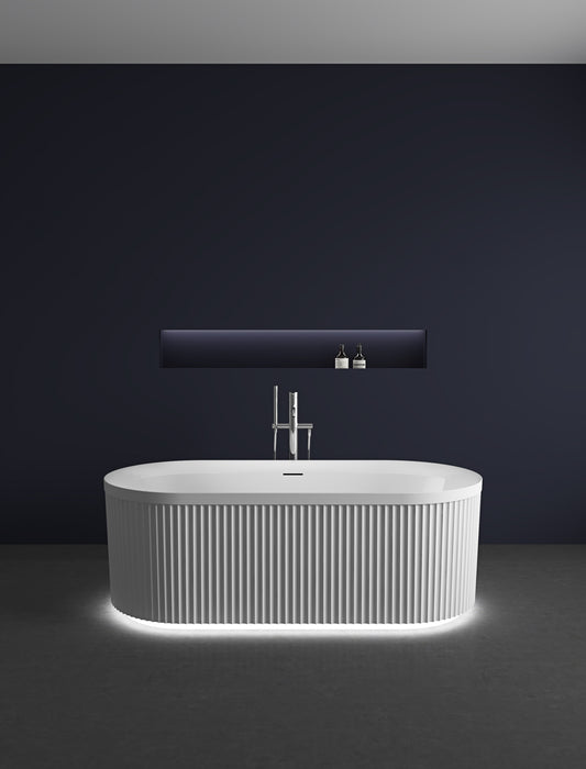BT-80SM ACRYLIC FREESTANDING BATHTUB 1700X800X585MM WITH SKIRTING LED LIGHT - WONDERFUL HK - 1 PCS