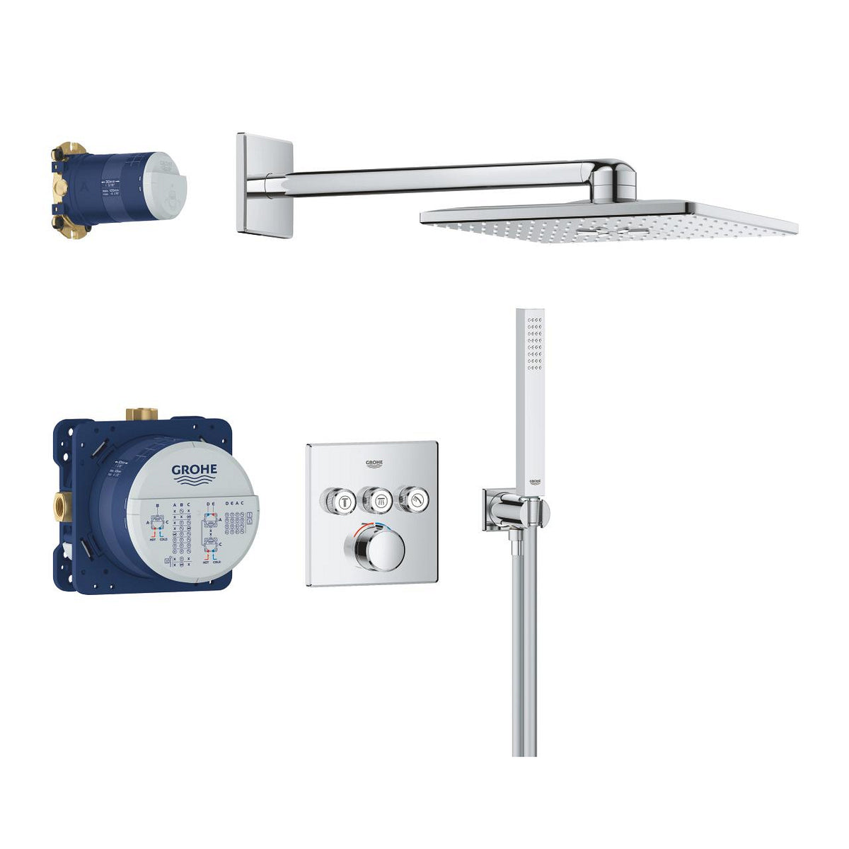 34873000 SMARTCONTROL CONCEALED SHOWER SYSTEM WITH RAINSHOWER SMARTACTIVE 310 CUBE - GROHE - 7 PCS