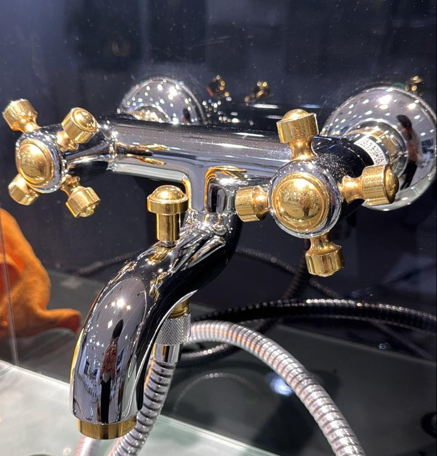 ART3010 TIMONE BATH MIXER WITH SHOWER KIT CHROME/GOLD RUBITOR ITALY - 32 PCS