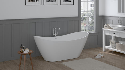 6101 ACRYLIC MATTE WHITE FREESTANDING WIDE EDGE BATHTUB 1800X800X720MM SHARP EGDE WITH STAINLESS STEEL FRAME + OVERFLOW+POP UP+ DRAIN PIPE+ 1.5M MAGIC HOSE - CONSTAR - 2 SET