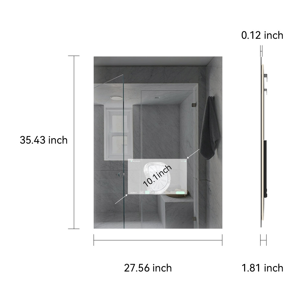 K7090 SMART MIRROR 700X900X30MM, 10.1 INCH TOUCH SCREEN, ANDROID 11 OS, 2+32G, CAPACITIVE TOUCH SCREEN WITH 10 TOUCH POINTS, FRAMELESS SLIM STRUCTURE, WITH LED BACKLIGHT - VERCON CHINA - 10 PCS