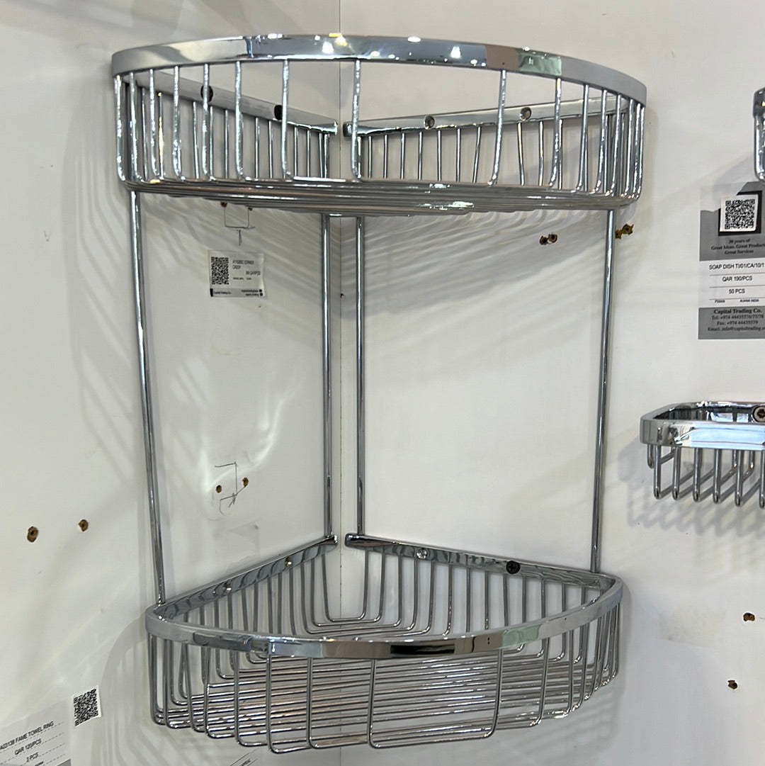 A115280C CORNER CADDY BASKET DOUBLE CHROME AUHNA INDIA - 10 PCS