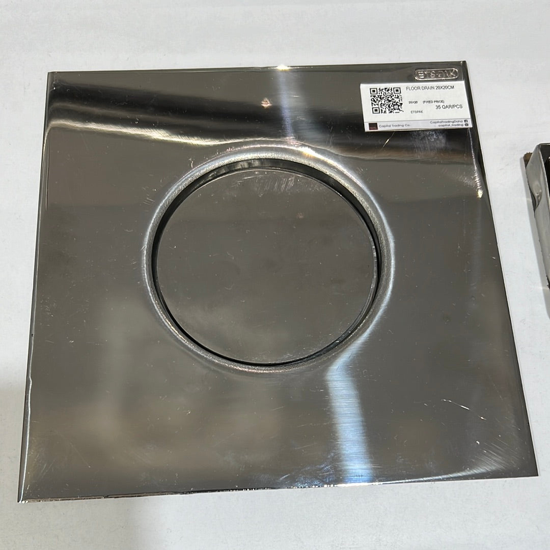 FLOOR DRAIN 20X20CM STAINLES STEEL - ETSPAK - 658 PCS