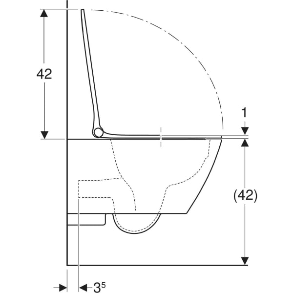 500.685.01.2 GEBERIT SMYLE SQUARE WALL-HUNG WC SET, WASHDOWN, SHROUDED, RIMFREE, WITH WC SEAT, SANDWICH SHAPE: WHITE - GEBERIT - 262 PCS