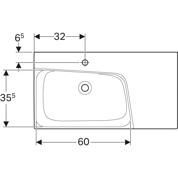 500.535.01.1 XENOÂ² WASHBASIN WITH SHELF SURFACE:B=90CM T48CM TAP HOLE CENTRED,OVERFLOW WITHOUT - 0 PCS