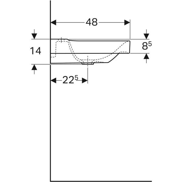 500.535.01.1 XENOÂ² WASHBASIN WITH SHELF SURFACE:B=90CM T48CM TAP HOLE CENTRED,OVERFLOW WITHOUT - 0 PCS
