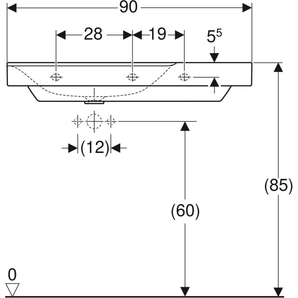 500.535.01.1 XENOÂ² WASHBASIN WITH SHELF SURFACE:B=90CM T48CM TAP HOLE CENTRED,OVERFLOW WITHOUT - 0 PCS