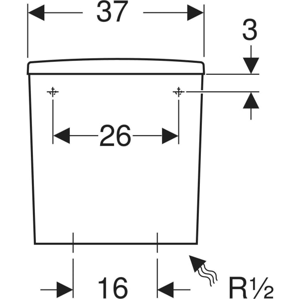 500.266.01.1 ABALONA SQUARE EXPOSED CISTERN, CLOSE-COUPLED, DUAL FLUSH, BOTTOM WATER SUPPLY GEBERIT - -12 PCS
