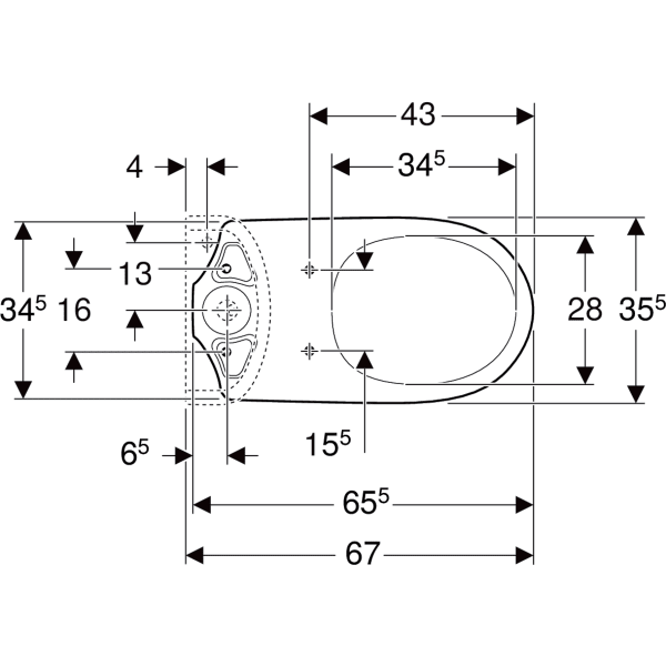 500.281.01.1 ABALONA FLOOR STANDING WC FOR CLOSE COUPLED EXPOSED CISTERN GEBERIT - 83 PCS