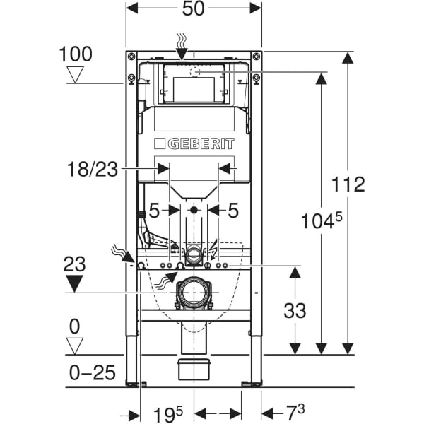 111.300.00.5 DUOFIX ELEMENT FOR WH-WC 112CM W/SIGMA CONC. CISTERN 12CM- GEBERIT - 0 PCS