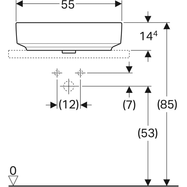 500.779.01.2 GEBERIT LAY-ON WASHBASIN VARIFORM,RECTANGULAR: B=55CM, T=40CM,OVERFLOW=WITHOUT, WHITE G - 2 PCS