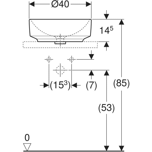 500.768.01.2  LAY-ON WASHBASIN VARIFORM, ROUND:D=40CM, OVERFLOW=WITHOUT, WHITE  GEBERIT - 7 PCS