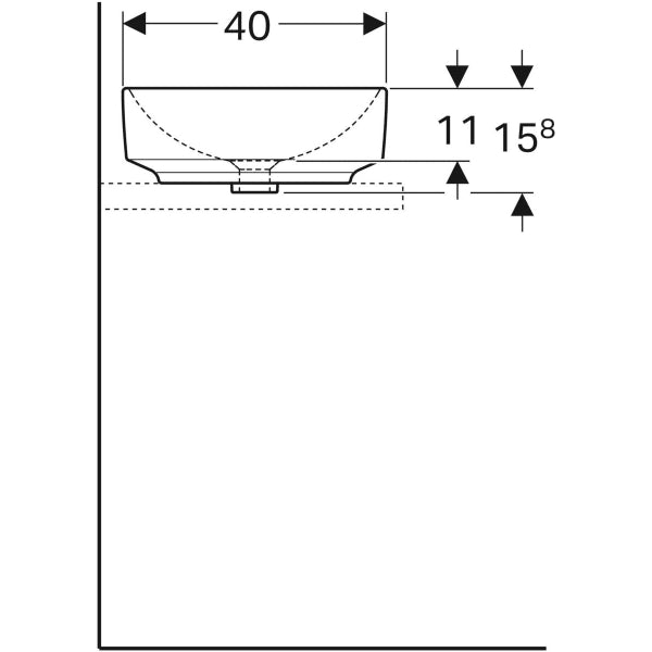 500.774.01.2  LAY-ON WASHBASIN VARIFORM, ELLIPTIC:B=55CM, T=40CM, OVERFLOW=WITHOUT, WHITE GEBERIT - 14 PCS