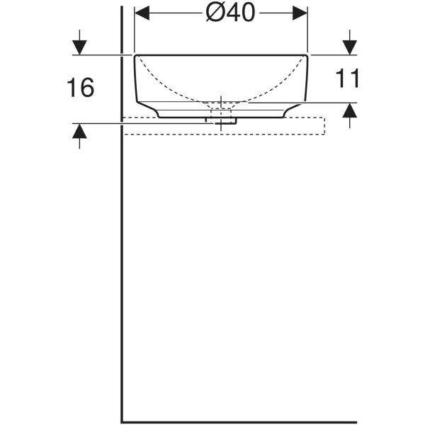 500.768.01.2  LAY-ON WASHBASIN VARIFORM, ROUND:D=40CM, OVERFLOW=WITHOUT, WHITE  GEBERIT - 7 PCS