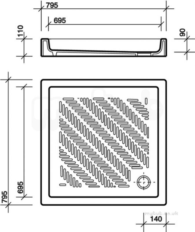 FC3103WH CALYPSO-2 SHOWER TRAY 80X80X11 CM TWYFORD - 4 PCS