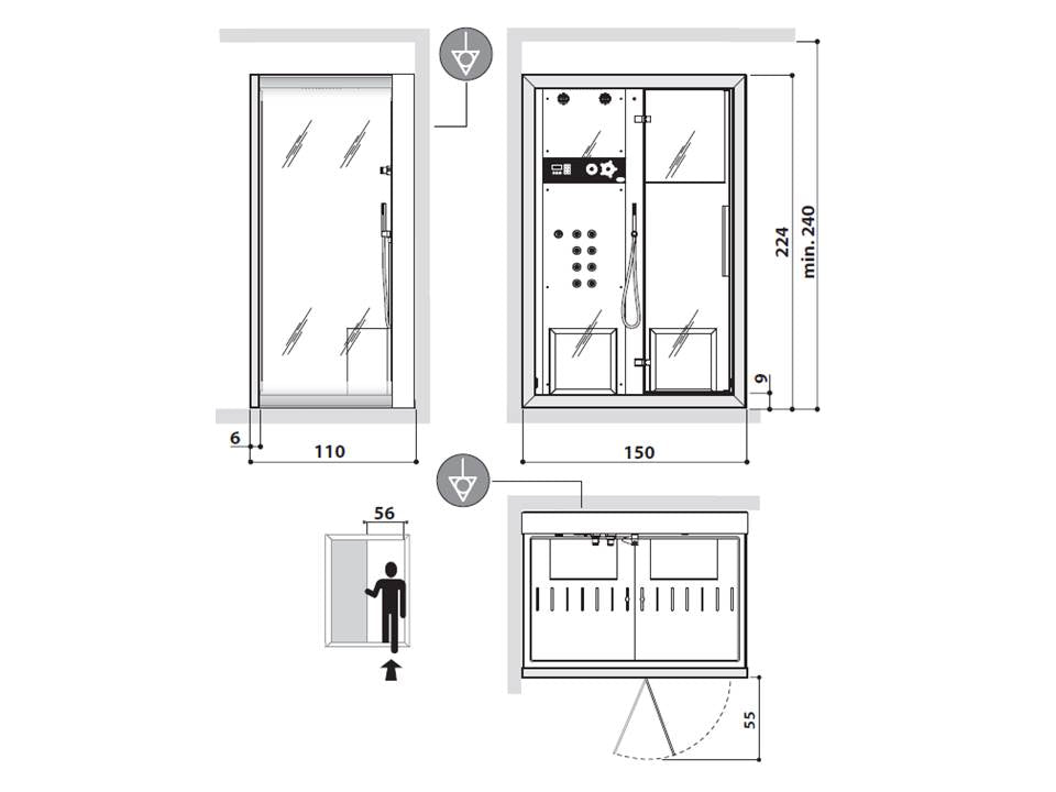 9448276A IN2 SHOWER FRAME MULTIFUNCTION - JACUZZI ITALY - 1 PCS