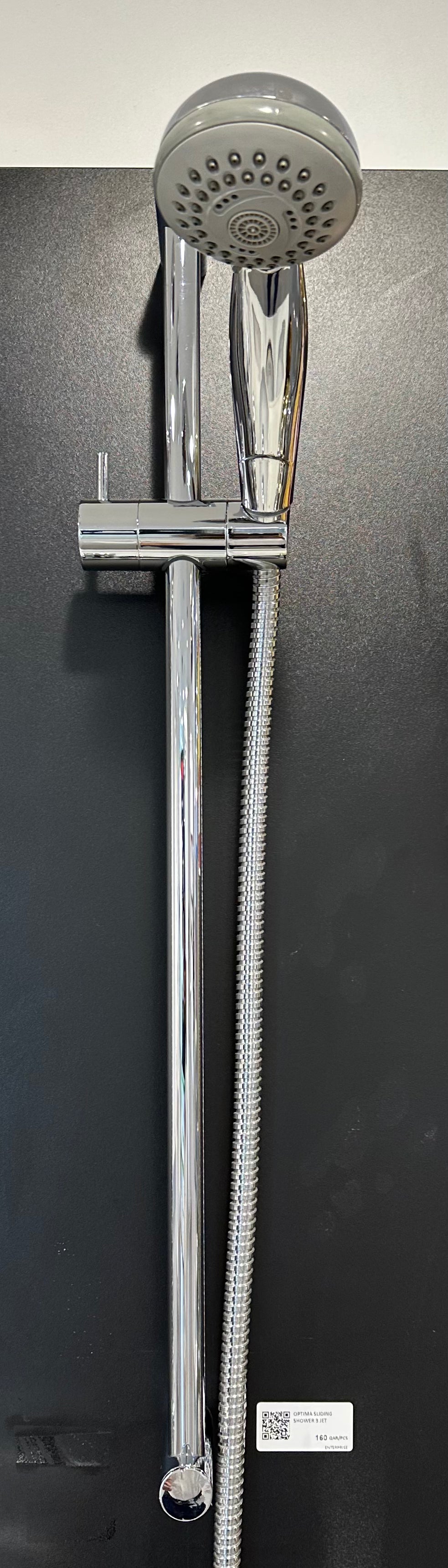 OPTIMA SLIDING RAIL W/SHOWER  3 JET CHROME CALFLEX ITALY - 13 PCS