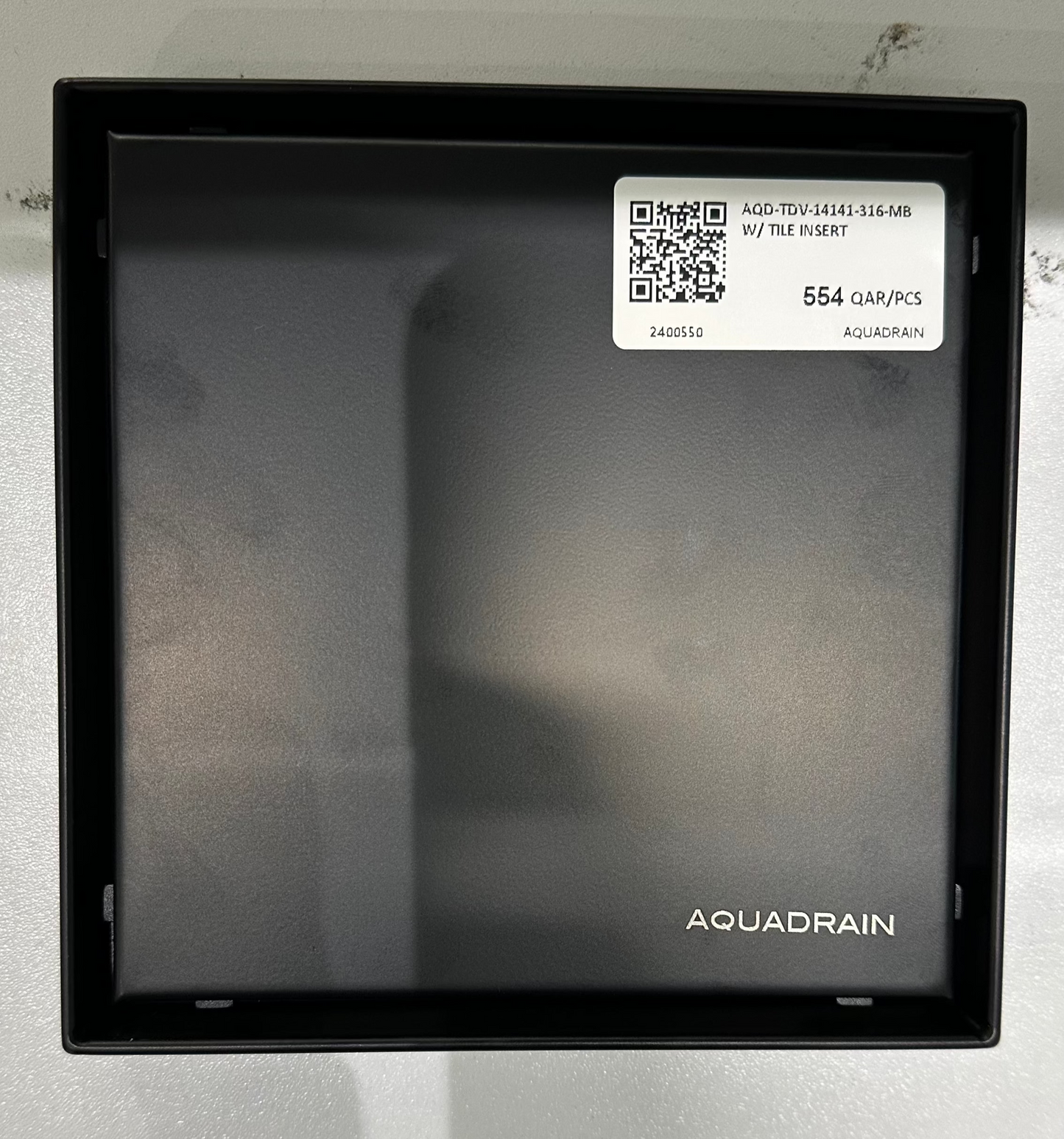 AQD-TDV-14141-316-MB CONTRACT REV. FLOOR DRAIN WITH TILE INSERT 146X146X75MM (GRADE 316) MATT BLACK - AQUADRAIN - 1 PCS