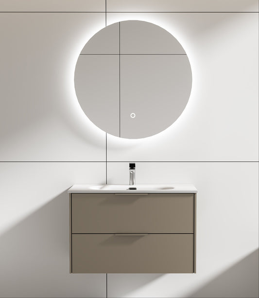 YBC222C-080 BATHROOM CABINET WITH YM190-080 LED  MIRROR, YB222-080 BASIN-CENTRAL BOWL & PTB04-YC1011-080 BASE CABINET 2 DRAWERS - LUCCA - 15 SET