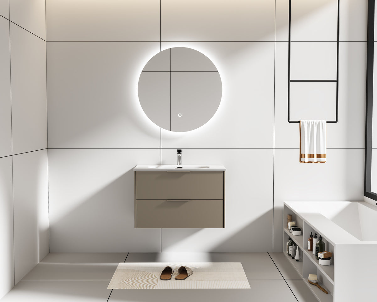 YBC222C-080 BATHROOM CABINET WITH YM190-080 LED  MIRROR, YB222-080 BASIN-CENTRAL BOWL & PTB04-YC1011-080 BASE CABINET 2 DRAWERS - LUCCA - 15 SET
