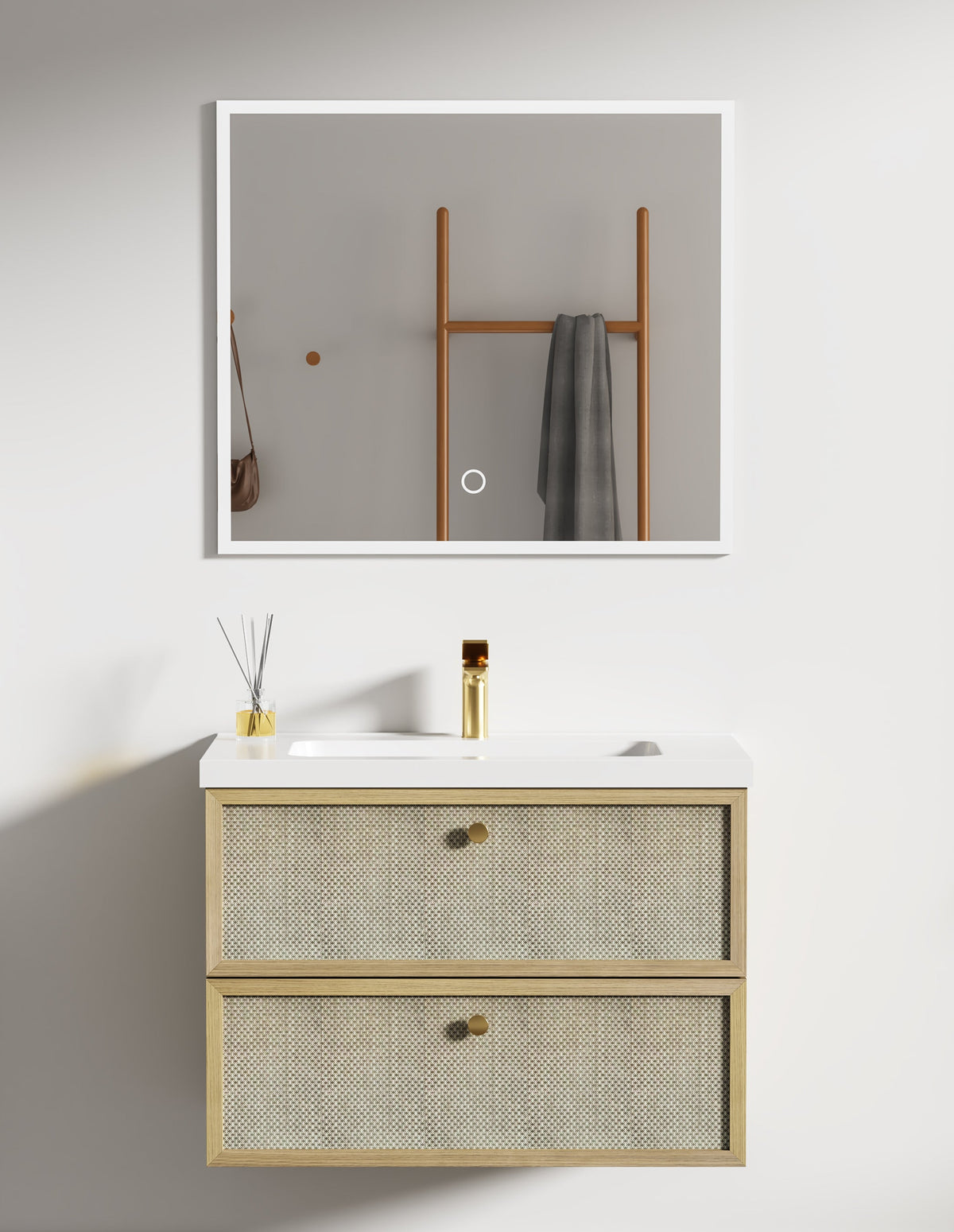 YBC228A-080 BATHROOM CABINET WITH YM228A-080 LED  MIRROR, YB228-080 BASIN-SINGLE BOWL & YC228A-080 BASE CABINET 2 DRAWER - LUCCA - 15 SET