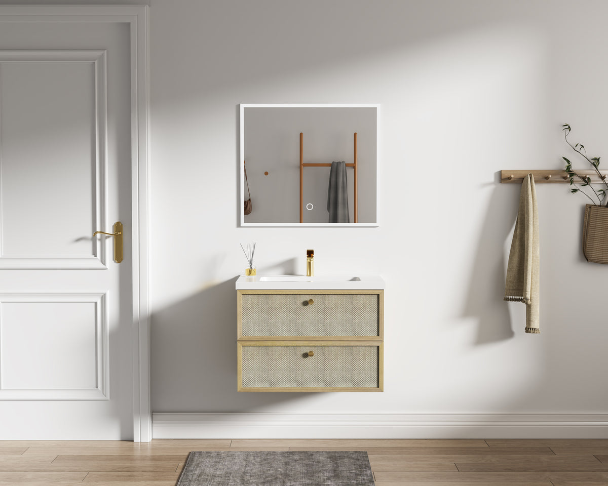 YBC228A-080 BATHROOM CABINET WITH YM228A-080 LED  MIRROR, YB228-080 BASIN-SINGLE BOWL & YC228A-080 BASE CABINET 2 DRAWER - LUCCA - 15 SET