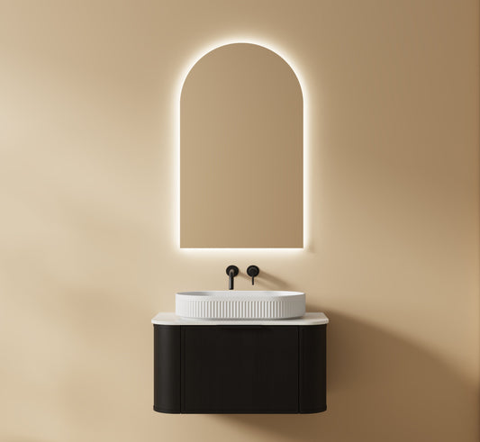 YTG1051-080 BATHROOM CABINET WITH YM1051-060 ARCH LED MIRROR, YTDP-1009 BASIN, YTP1051-080 COUNTER-TOP & YC1051-080 BASE CABINET ONE DRAWER - LUCCA - 15 SET