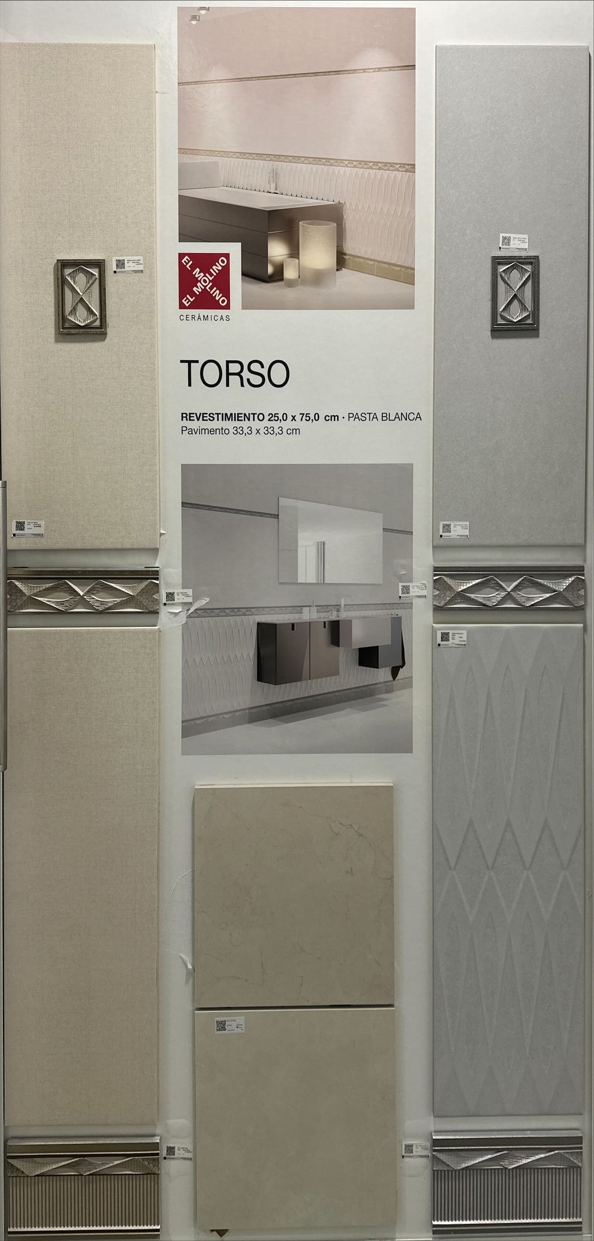 TORSO BASE JET PERLA WALL 25X75 CM ELMOLINO SPAIN - 1 M2