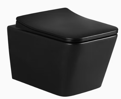 102 RIMLESS WALL-HUNG TOILET BLACK MATT 535X360X340MM P-TRAP, 180MMUF COVER, STAINLESS STEEL - LUCCA - 0 PCS