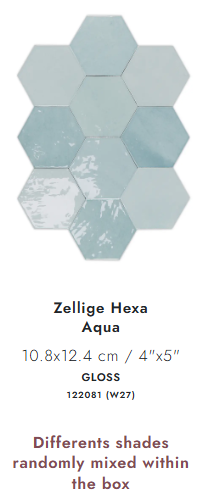 122081 ZELLIGE HEXA AQUA 10.8X12.4CM - WOW SPAIN - 31 M2
