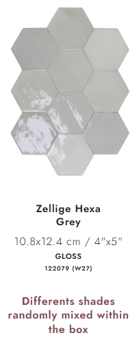 122079 ZELLIGE HEXA GREY 10.8X12.4CM - WOW SPAIN - 45 M2