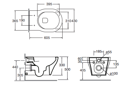 XLVCSPE00000BI E/C WALL-H WC XL WITH FIXING KIT WHITE - AZZURRA ITALY - 1 PCS