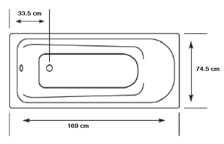 AVA ACRYLIC BATHTUB WHITE 170X75CM - SANITEC UAE - 40 PCS