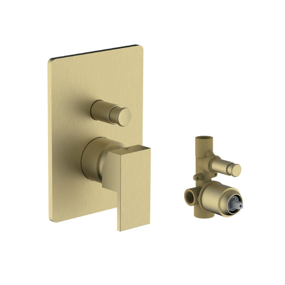 CUB010SB-418 CUBE SINGLE LEVER BATH / SHOWER MIXER WITH 2-WAY DIVERTER, EXPOSED PARTS AND CONCEALED BODY - T&M DESIGN - 6 SET