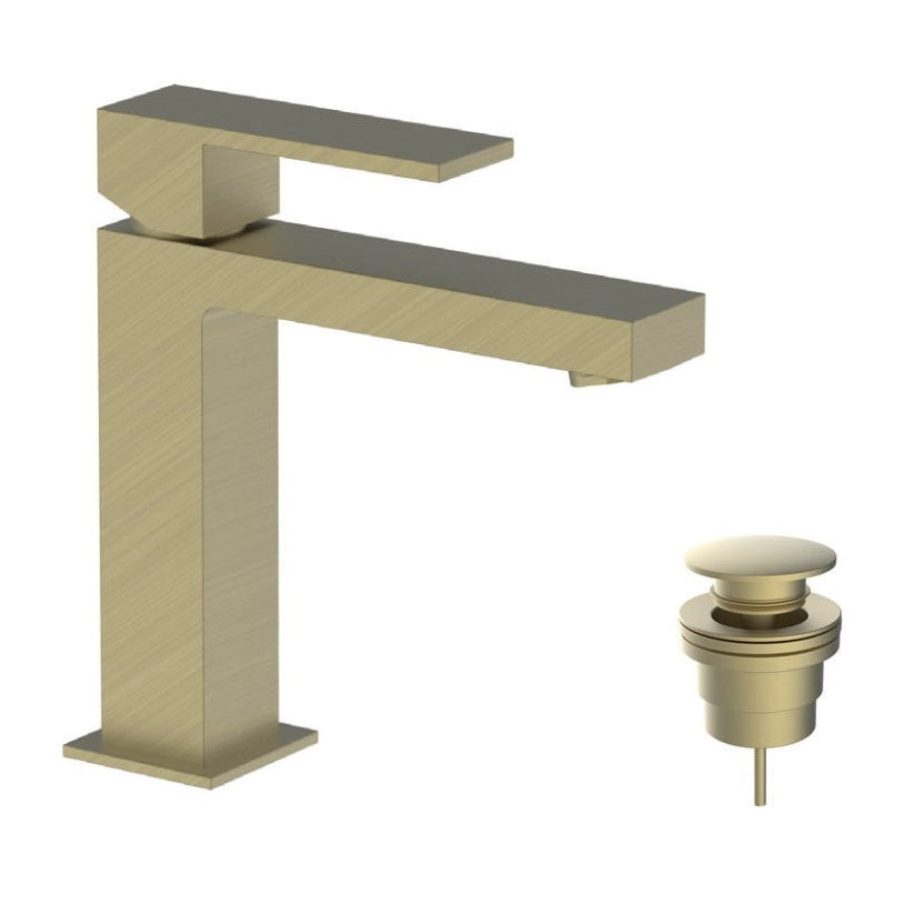 CUB331SB-418 CUBE MEDIUM SINGLE LEVER WASHBASIN MIXER WITH CLIC-CLACWASTE SET 1 1/4" - T&M DESIGN - 9 SET