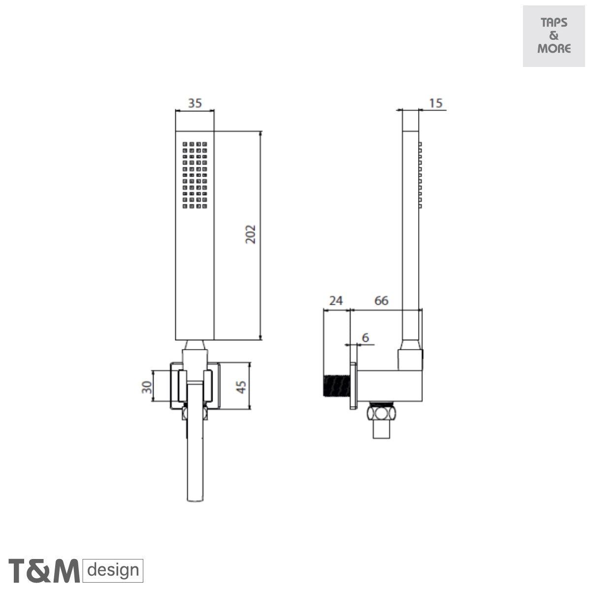 HSDLI112SB LINE HAND SHOWER SET CONSISTING OF HAND SHOWER, SHOWER HOSE 150 CM, WALL WATER SUPPLY INLET AND HOLDER - T&M DESIGN - 6 SET
