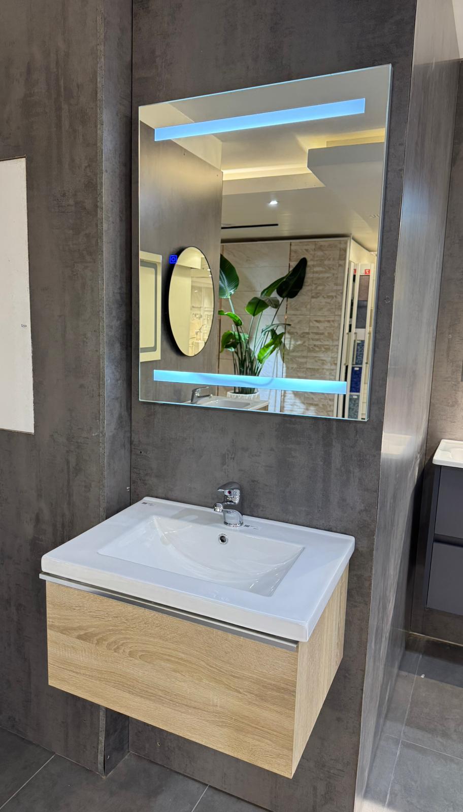 WB03 CERAMIC BASIN WITH CABINET & LED MIRROR 600X490X320 MM - WONDERFUL HK - 0 SET