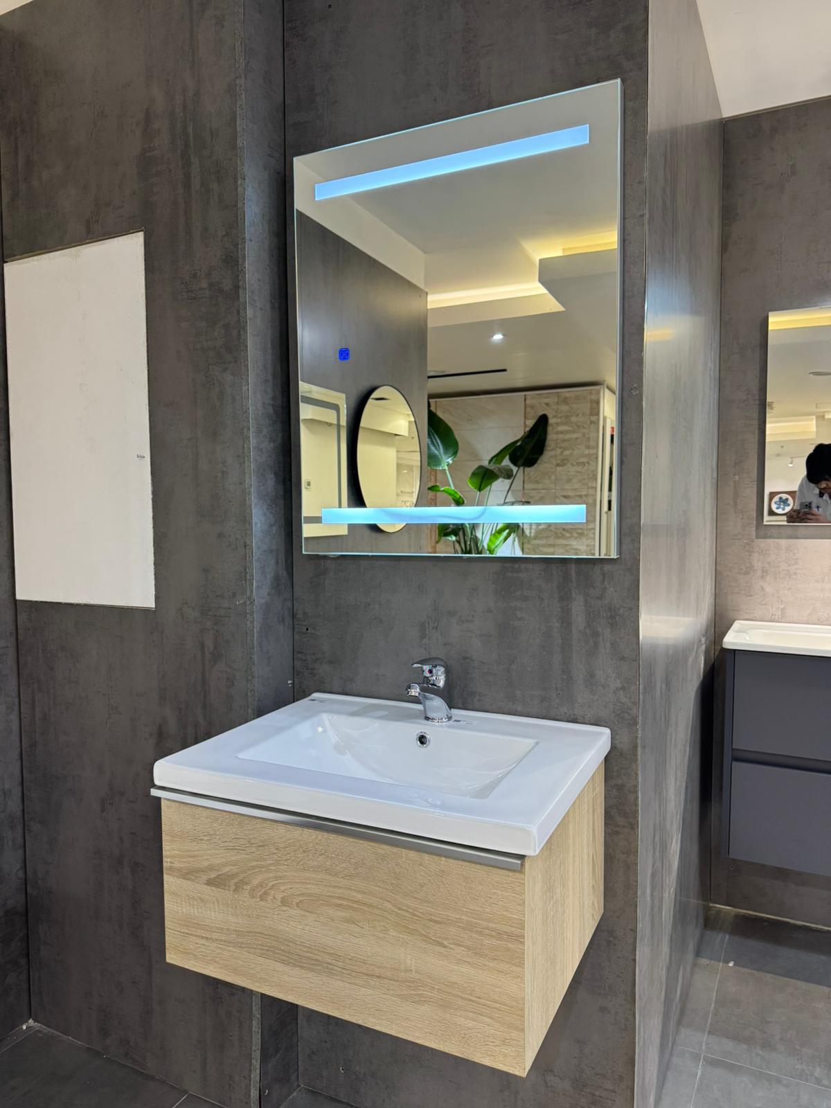 WB03 CERAMIC BASIN WITH CABINET & LED MIRROR 600X490X320 MM - WONDERFUL HK - 0 SET