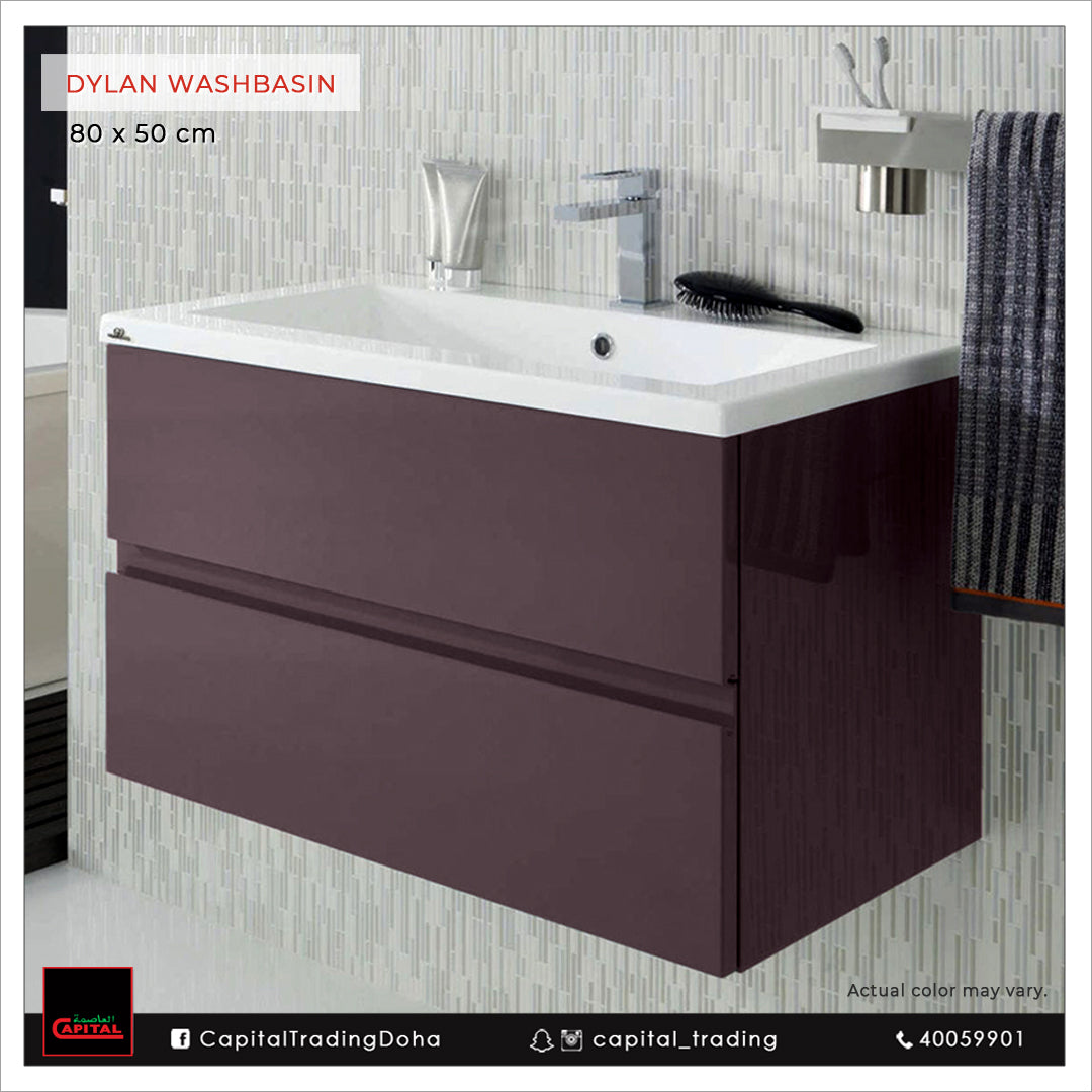 DYLAN FURNITURE WITH MIRROR & TOP CERAMIC, UNDER COUNTER WB WHITE GAMA DECOR SPAIN - 1 SET