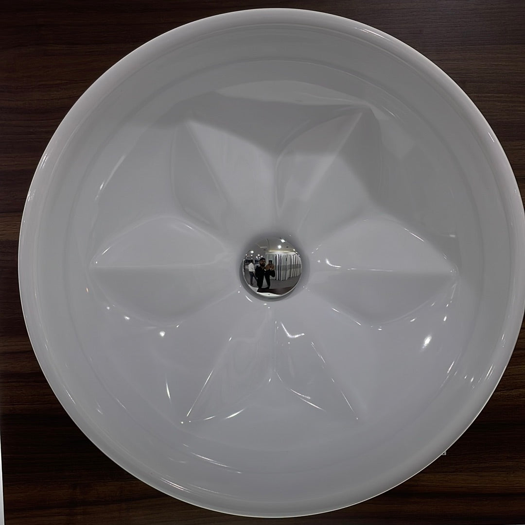 FLE200B1  FLEUR OVER COUNTER WASH BASIN 45CM & PAINTING ON PLAIN WHITE  AZZURRA ITALY - 1 SET